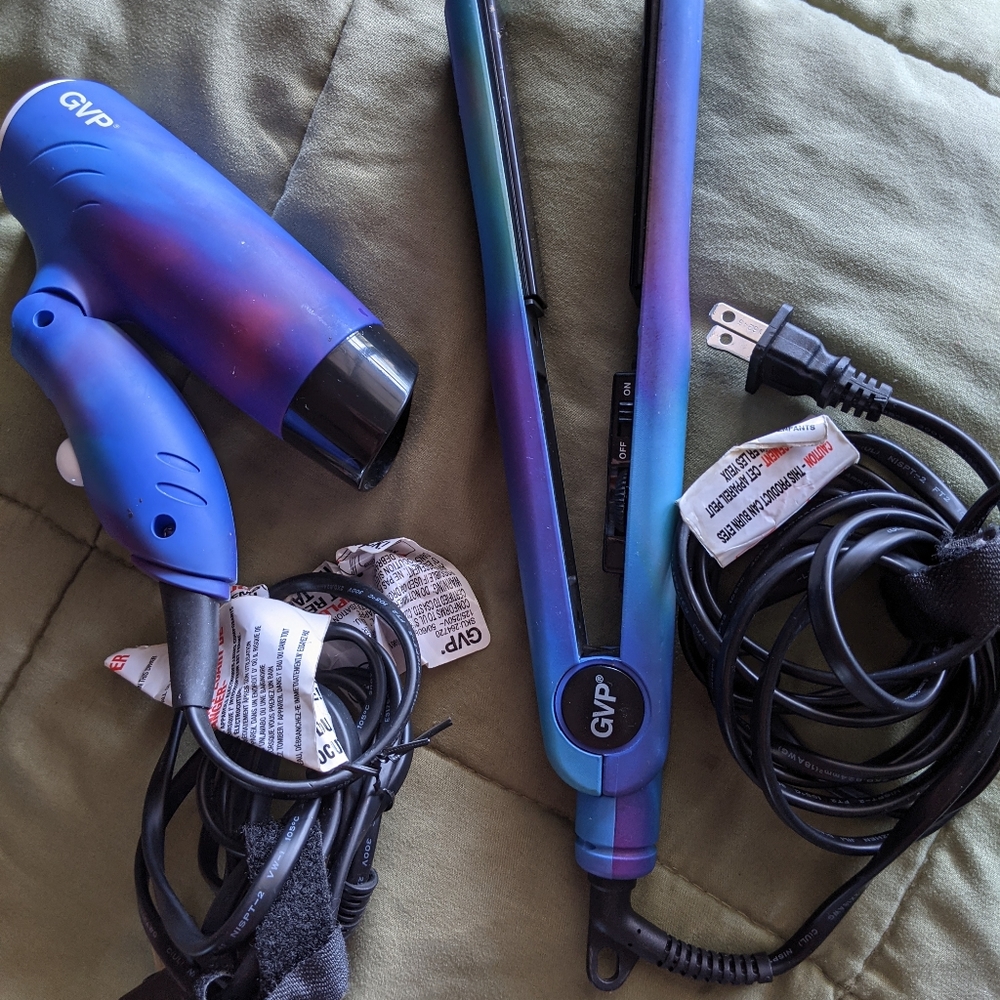 GVP mini hair dryer flatiron set matching